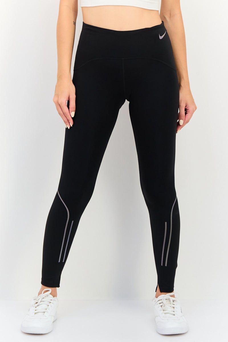 Nike سراويل رياضية نسائية ضيقة بسحاب للركض، سوداء - Image 1