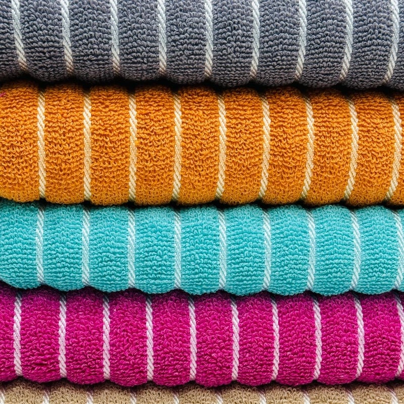 STAMIO Cotton 400 GSM Hand Towel Set of 6, 14 X 21 Inch for Men, Women, Home Use, Gym, Wash Basin | Soft, Absorbent, Quick Dry, Small Size Towels, Travel Friendly | Jumping Stripe, Multicolor - Image 4