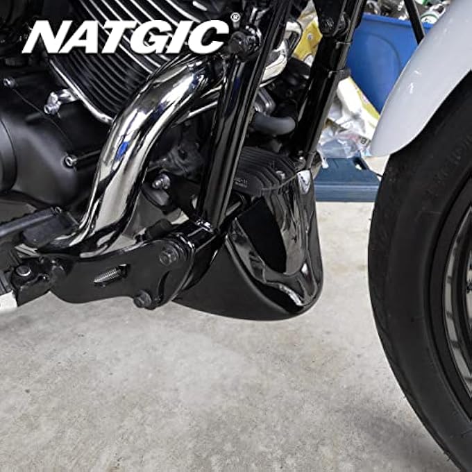 NATGIC Matte Black Motorcycle Front Chin Spoiler Air Dam for Harley Dyna Fat Bob Wide Glide FXD 2006-2017 Guzzi V7III Front Chin Spoiler Lower Cover Air Dam Fairing Cover Chin Fairing (1 PCS) - Image 2