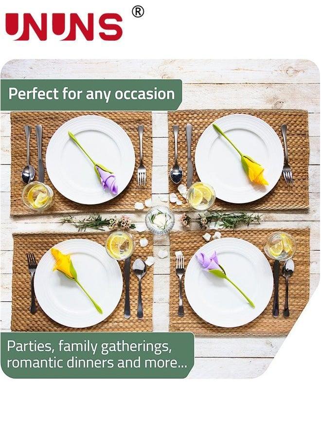 UNUNS Napkin Holders,18pcs Bloom Flowers Floral Green Design For Tables,Green Stemmed Plastic Twist Flower Buds Serviette Holders Kitchen  - Image 2