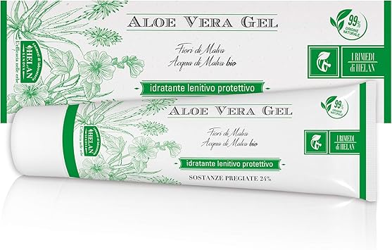 Helan I Rimedi Aloe Vera Gel for Face and Body 99 Natural Origin Vegan Moisturising Soothing Protective and Cooling Action for Dry Cracked Skin and Sunburn Relief Made in Italy 100 ml - Image 1