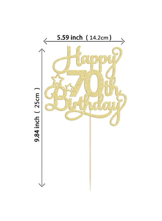 New Year Cake - Birthday Cake Decoration - Gold, Birthday Flag, 1pcs, Age 70 - Party Supplies, Baking Decoration, Gift - Image 1