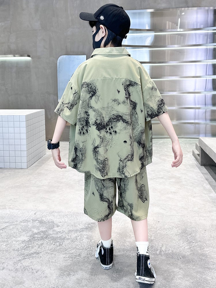 Boys' Summer Short-Sleeved Shirt Suit 2024 Children'S Boy'S Handsome Chinese Style Chinese Fashion Clothing - Image 5