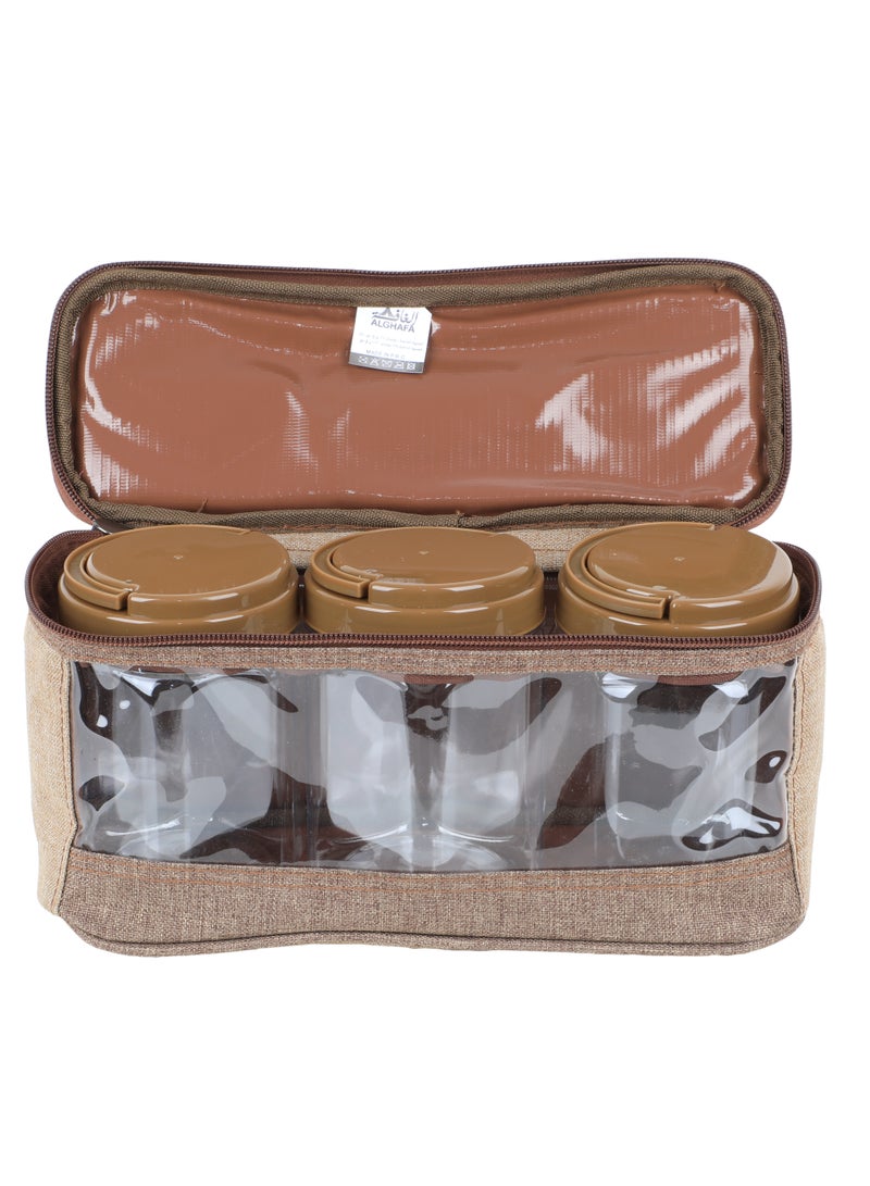 الغافة شنطة علب بهارات ,عدد 3قطع  , سعة 850 ملي, لون خشبي , من  الغافة - Image 3