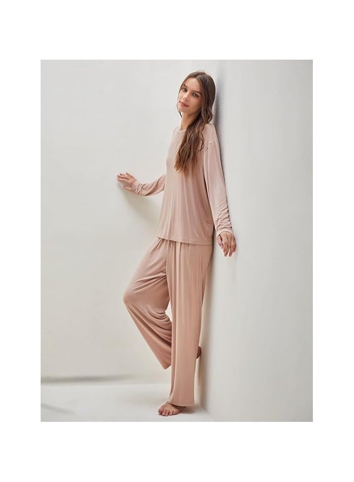 بونكا طقم بيجامة فيسكوز منزلي فضفاض مكون من قطعتين تي شيرت وسروال - Image 2