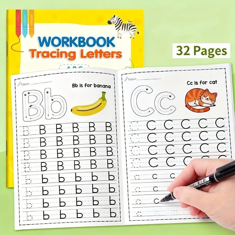 ABC Letters Practice Book English Writing A to Z Alphabet Tracing With Illustrations 32 Page Preschool Creative Coloring Workbook Homeschool Learning Tools Christmas Birthday Gifts For Kids - Image 3