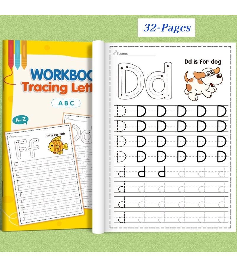 ABC Letters Practice Book English Writing A to Z Alphabet Tracing With Illustrations 32 Page Preschool Creative Coloring Workbook Homeschool Learning Tools Christmas Birthday Gifts For Kids - Image 4