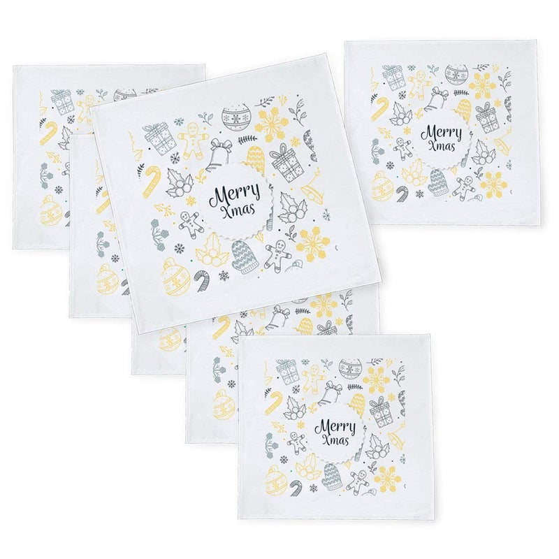 Khakee مناديل طاولة حرير تافتا بموضوع عيد الميلاد 6 قطع 10x10 لتزيين عيد الميلاد زينة عيد الميلاد هدية عيد الميلاد npxmas144P - Image 1
