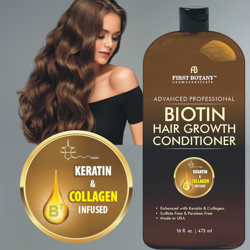 First Botany Hair Regrowth and Anti Hair Loss Conditioner 16 fl oz, with DHT blockers, Collagen & Stem Cells- Daily Hydrating, Detoxifying, Volumizing Conditioner For Men and Women - Image 2