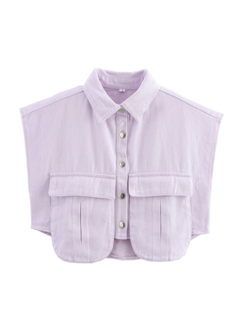Shougu Sleeveless Cardigan Shirt Imitating Denim Top Jacket For Women  - Image 1