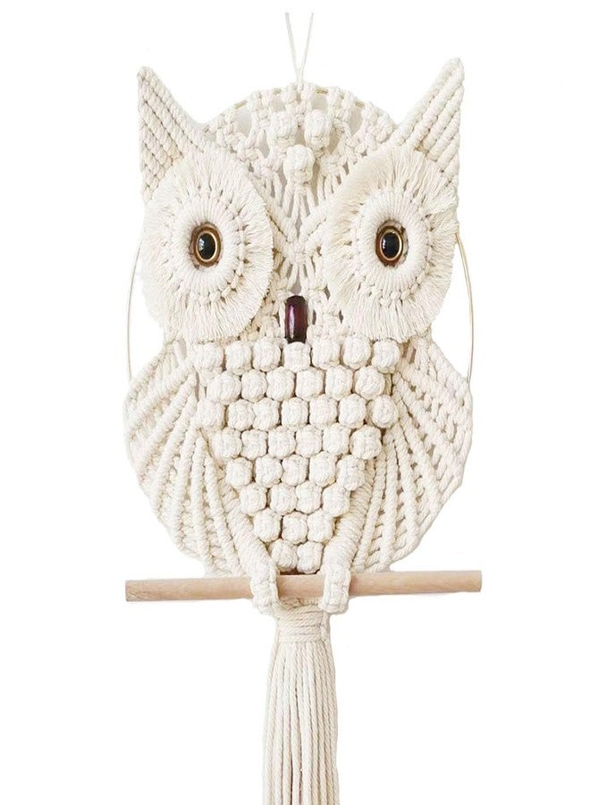 Achart Owl Macrame Wall Hanging Tapestry Macrame Wall Decor Handmade Woven Wall Hanger Boho Ornament Wall Art Home Decor Office Living Room Bedroom Nursery Craft Decorations (Beige, 12'' x 30'') - Image 1
