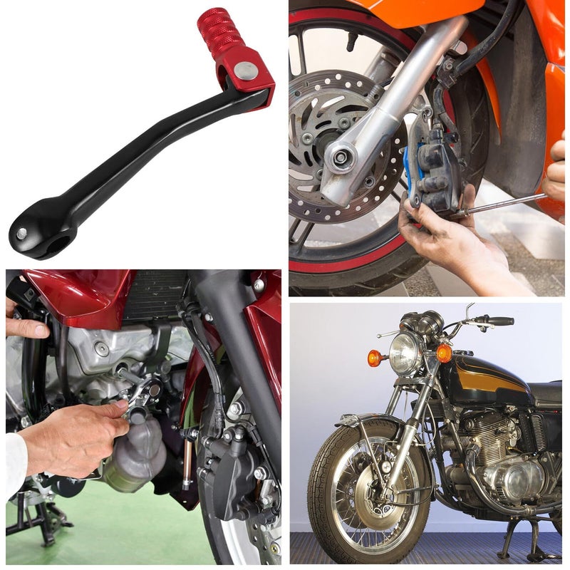 Universal Motorcycle Gear Shifter Lever Black Red Tip Replacement Pedal Shift Knob - Image 5