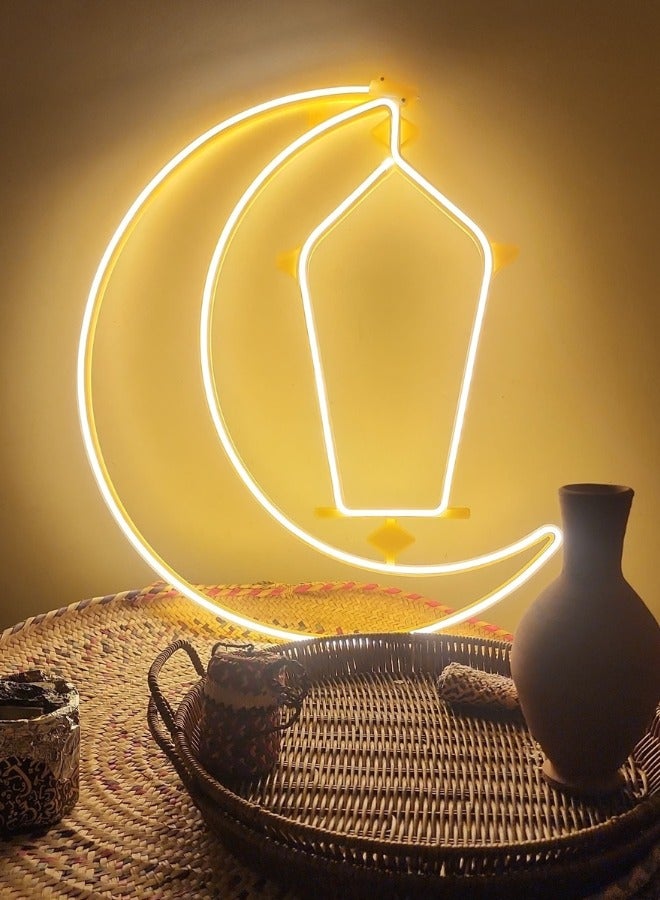 AS EID Crescent Lamp with Moon with Festive Light Bulbs 60cm - Image 1