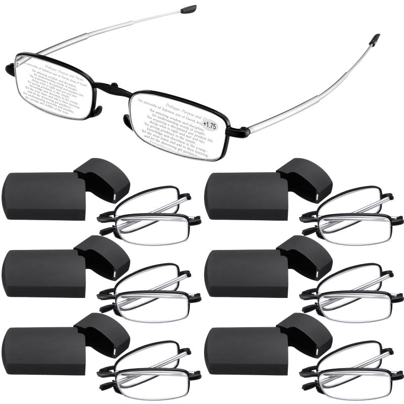 Coume 6 Pack Folding Reading Glasses Hard Cases Blue Light Blocking Men Women Foldable Computer Spring Hinge Readers(1.25x) - Image 1