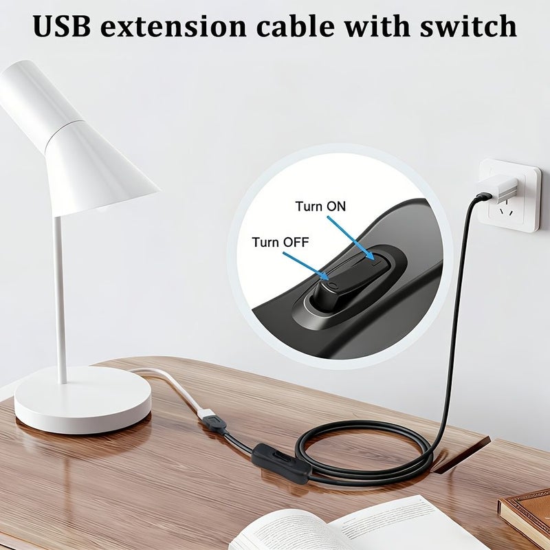 Set Of 2 USB 304 Switch Extension Cables 5V Male To Female 72inch For USB Fans LED Strip Lights Table Lamps Driving Recorders And LED Lights - Image 4