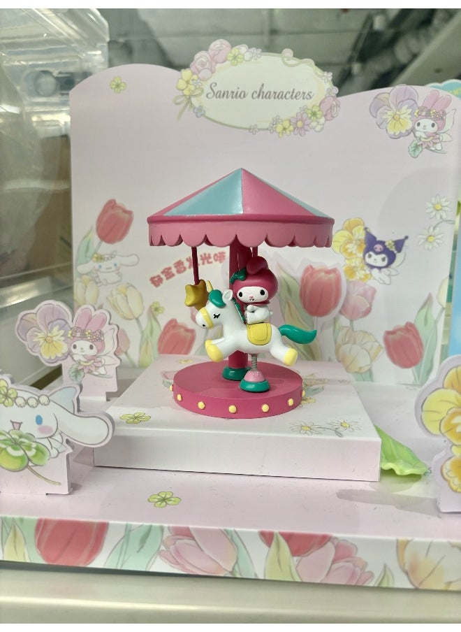 Miniso - Create a calming atmosphere with this rechargeable My Melody carousel LED night light. - Image 1