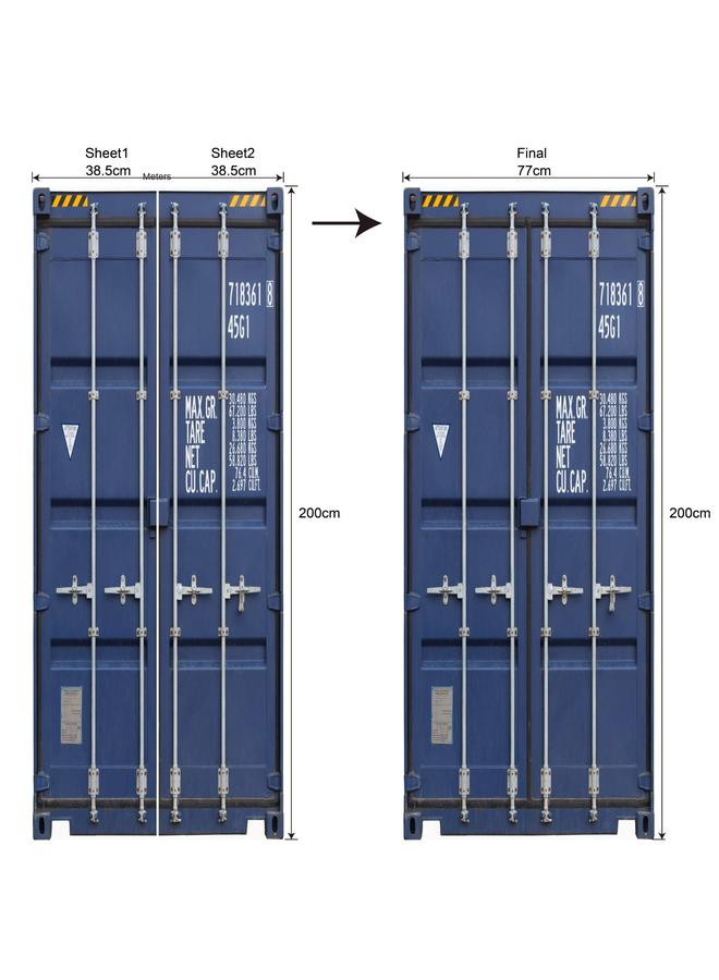 الأزرق جي دبليو 77/90cm3D عالية محاكاة الباب سلسلة ملصقات الباب القابلة للإزالة ، ملصقات الحائط المقاومة للماء ، غرفة النوم ، ملصق PVC ، غرفة المعيشة - Image 1
