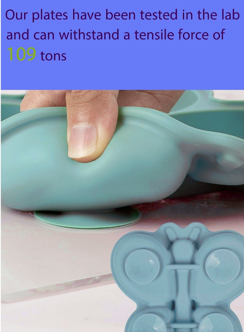 هاناميشي طقم تغذية الأطفال من السيليكون مكون من 3 قطع، أدوات طعام للأطفال الرضع، مستلزمات فطام الأطفال، مريلة للأطفال الصغار، صينية طعام، وعاء، ملعقة للتعلم الذاتي، مستلزمات تغذية الأطفال الصغار. - Image 3