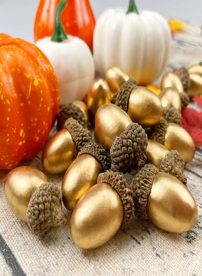 Lorigun 50 Pcs Artificial Acorns Golden Acorns with Natural Acorn Cap Fake Acorn for Decoration Home House Kitchen Decor Christmas Decoration Fall Table Scatter Crafting - Image 4