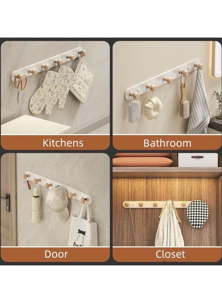 Loquat (2 Packs) Coat Rack Wall Mounted with 7 HOOKS ,Over The Door Hook Hanger, Towel Rack Silent Super Load-bearing Over Door Hanger ，White Wall Hooks Adhesive and Screw Inserts For Entrance Ways, Bathro  - Image 5