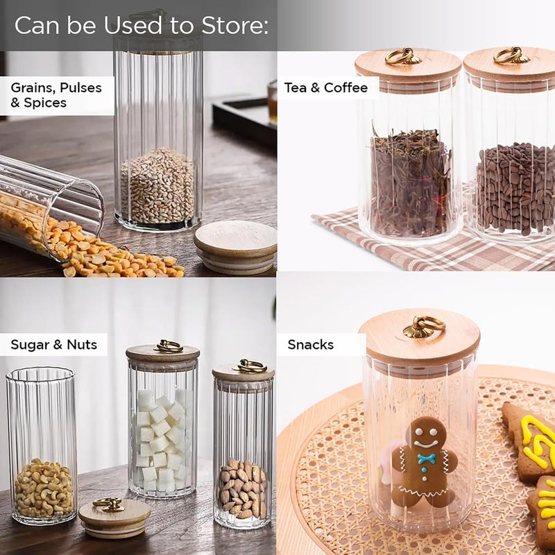 UMAI Borosilicate Glass Jar with Bamboo Lid | Kitchen Organizer Items and Storage | Multi-utility, Leakproof, Airtight Storage Jar for Cookies, Snacks, Tea, Coffee, Sugar (820 ml) - Image 4