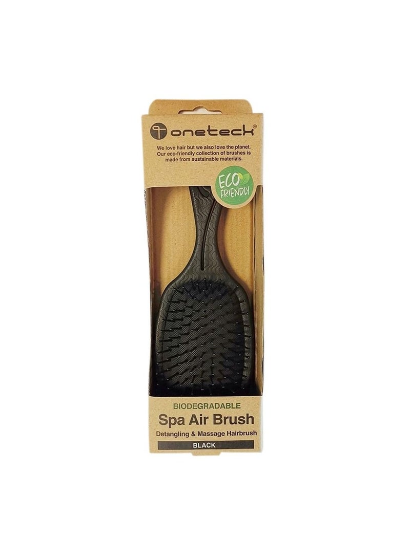 Onetech Biodegradable Air Spa Cushioned Paddle Hair Brush Black - 1pc. - Image 1