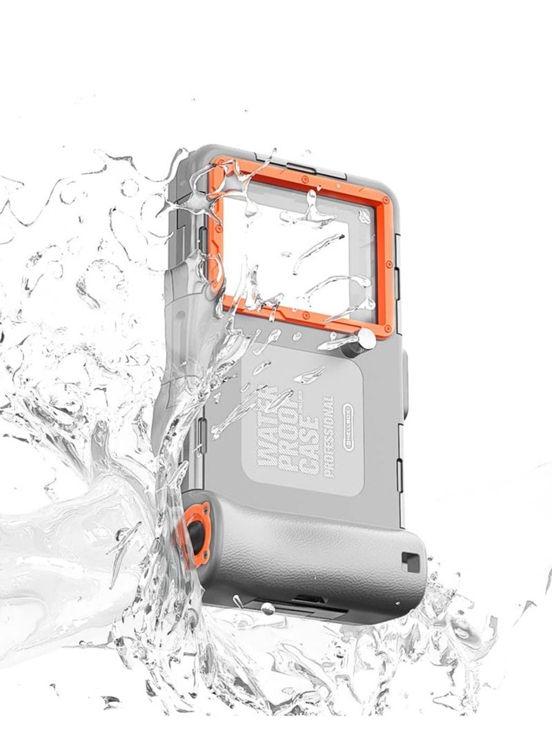 Universal Diving Underwater Phone Case for All Apple iPhone6-iphone16 PRO max serises,15M/50ft Underwater Photography for Snorkeling Photo Video (Gray/Orange) - Image 3