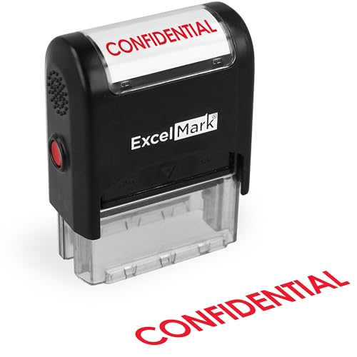 ExcelMark Confidential Self Inking Rubber Stamp - Red Ink - Image 1