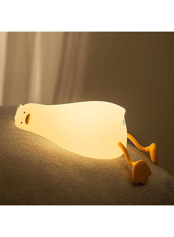 مصباح ضوء ليلي LED من السيليكون بتصميم بطة لطيفة نائمة للأطفال، مصباح طاولة بجانب السرير - Image 1