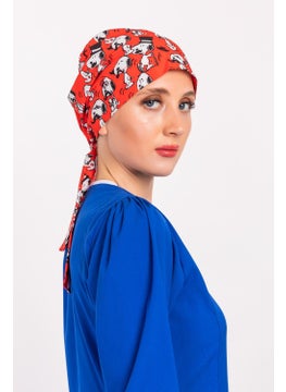 Nur Medikal Giyim Nur Medical Clothing Red Snoppy Patterned Hijab Doctor Nurse Hospital Cook Surgical Cap  - Image 3