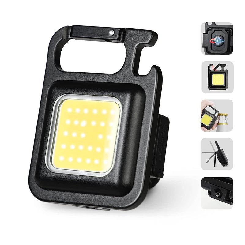TECH LOGO ELECTRONICS Multifunction Keychain Led Light with Bottle Opener Magnetic Base and Folding Bracket Mini Cob 500 lumens Rechargeable Multifunctional Keychain Emergency Light Keychain AKeychain Led Light  - Image 1