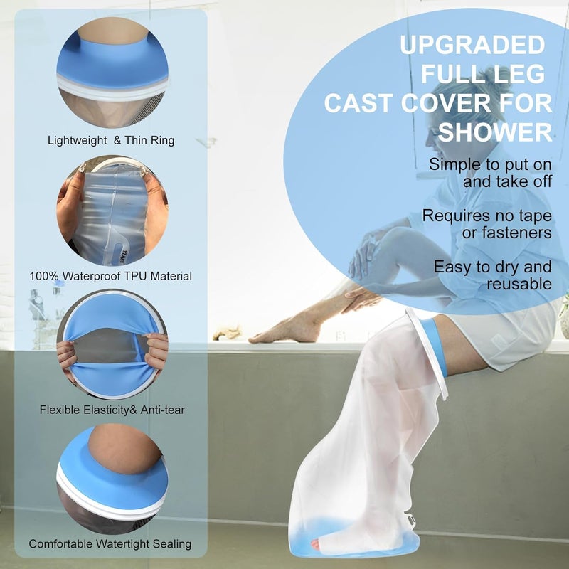 YUNCHI Upgraded Extra Wide Full Leg Cast Cover for Shower after Knee Surgeries with Non-Slip Bottom for Leg Wounds, Bandage, Large Cast, Knee Immobilizer/Brace, Walking Boots, Reusable - Image 5