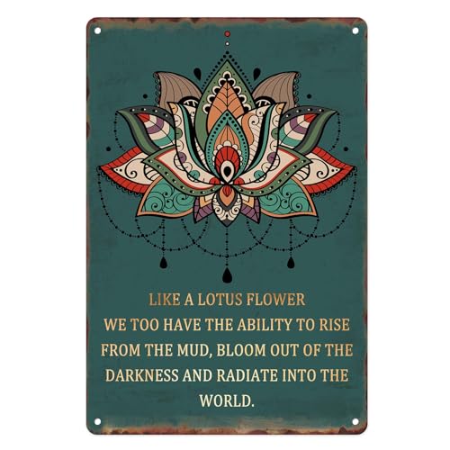 Sanwarm Metal Sign 8X12 Inch, Like A Lotus Flower Inspirational Lotus Vintage Tin Sign Wall Art Decor for Home, Living Room, Kitchen, Garden, Bedroom, Office, Hotel, Cafe And Pub Decoration - Image 1