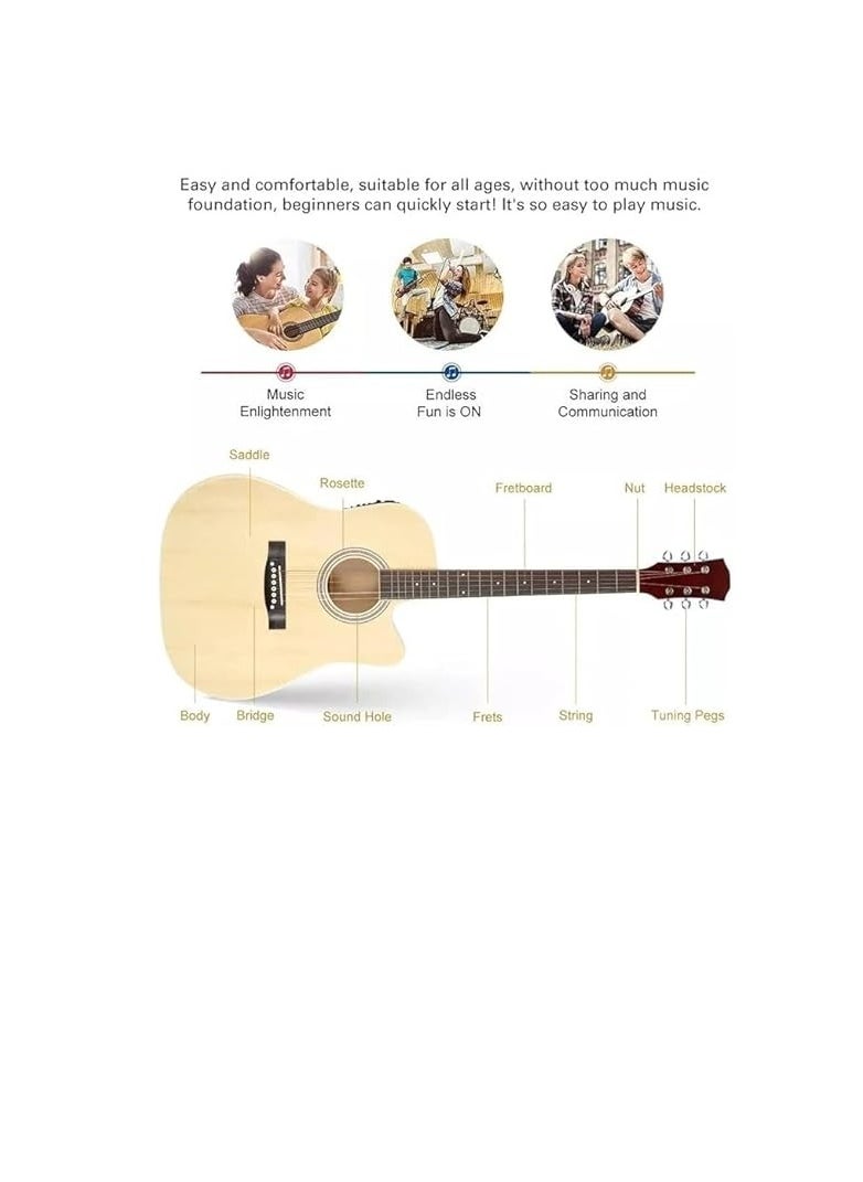 Megarya Cutaway Electro Acoustic Guitar (Natural)  - Image 4
