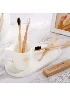 BOAO 20 Pieces Bamboo Toothbrushes Reusable Charcoal Bamboo Toothbrush Natural Reusable Toothbrushes with BPA-free Soft Bristles and Natural Wooden Handle in Individually Packaged  - Image 4