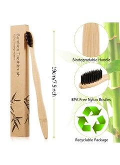 BOAO 20 Pieces Bamboo Toothbrushes Reusable Charcoal Bamboo Toothbrush Natural Reusable Toothbrushes with BPA-free Soft Bristles and Natural Wooden Handle in Individually Packaged  - Image 2
