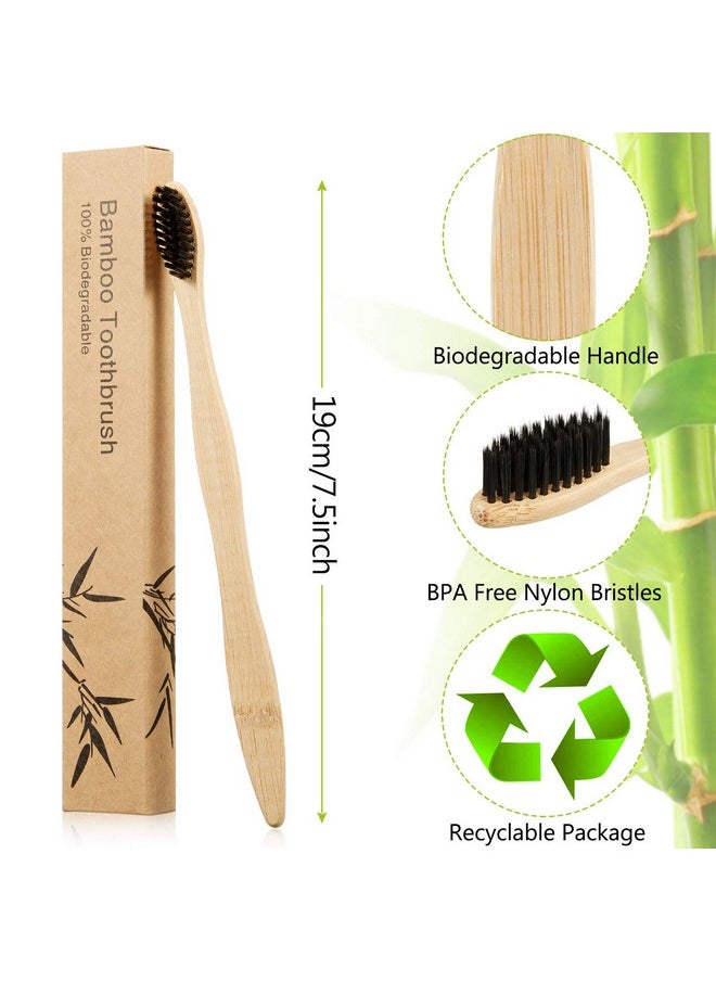 BOAO - 20 Pieces Bamboo Toothbrushes Reusable Charcoal Bamboo Toothbrush Natural Reusable Toothbrushes with BPA-free Soft Bristles and Natural Wooden Handle in Individually Packaged - Image 1