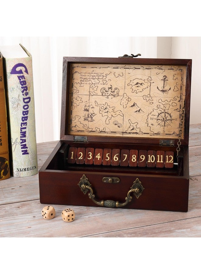 STERLING Games 12 Number Shut The Box Wooden Box Travel Case Nautical Theme Family Dice Game for Kids and Adults - Image 5