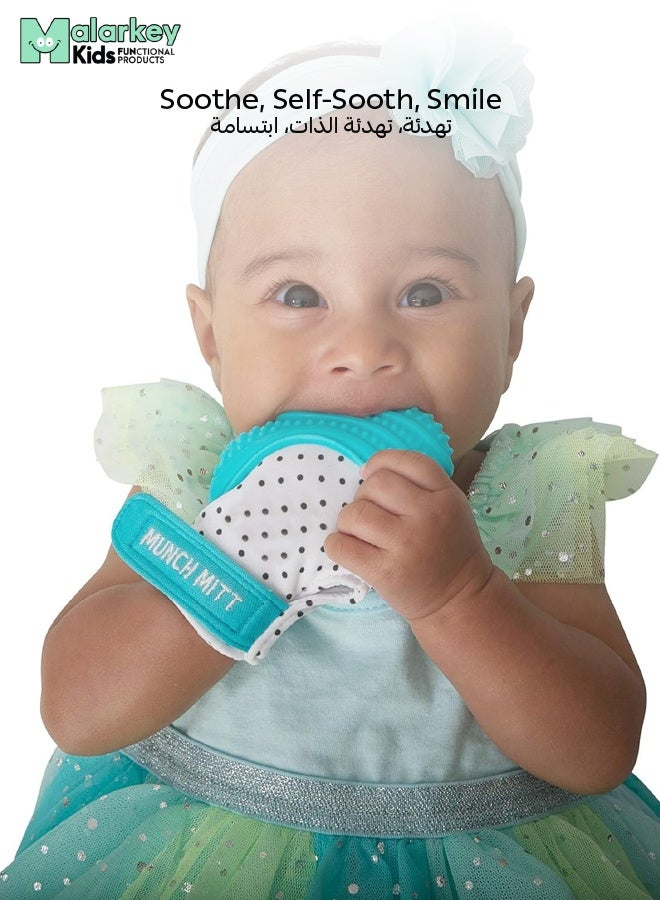 Malarkey Kids Munch Mitt Teething Mitt | Soft Silicone Baby Teething Glove | Adjustable Strap | Machine Washable | 3M+ | Product Dimensions: L 8 x B 2 x H 10.5 cm - Image 2