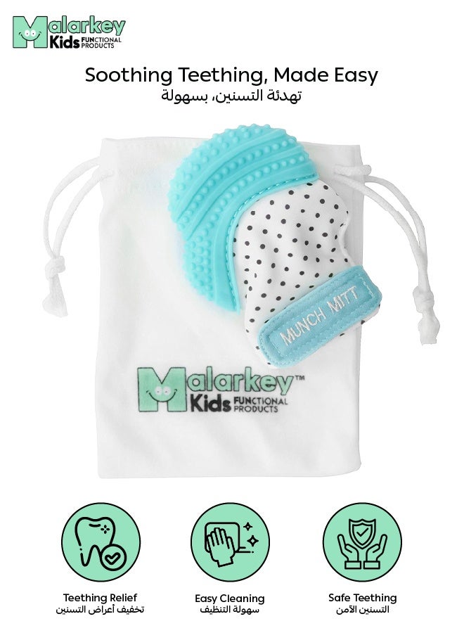 Malarkey Kids Munch Mitt Teething Mitt | Soft Silicone Baby Teething Glove | Adjustable Strap | Machine Washable | 3M+ | Product Dimensions: L 8 x B 2 x H 10.5 cm - Image 3