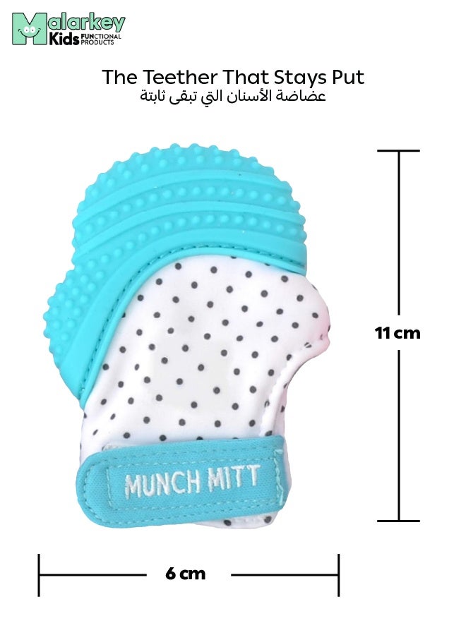 Malarkey Kids Munch Mitt Teething Mitt | Soft Silicone Baby Teething Glove | Adjustable Strap | Machine Washable | 3M+ | Product Dimensions: L 8 x B 2 x H 10.5 cm - Image 5