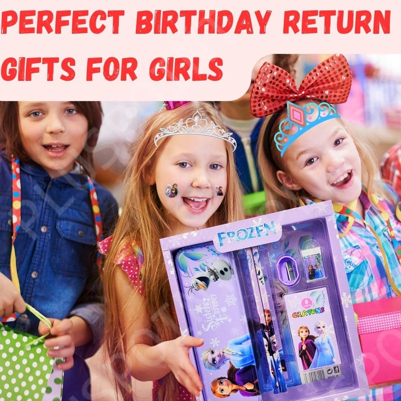 PLUSPOINT طقم هدايا القرطاسية للأطفال - عبوة من 7 قطع، أدوات القرطاسية للأطفال هدية مفيدة طقم قرطاسية كرتوني هدية عودة ملحقات المدرسة للهدايا (فروزن)، متعدد الألوان - Image 5