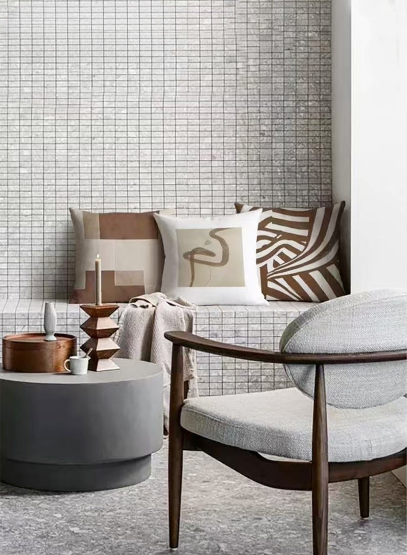 والالا مجموعة من 4 أغطية وسائد، غطاء وسادة بتصميم تجريدي عصري، مقاس 45 سم × 45 سم، مناسب لغرفة المعيشة، أريكة، سيارة، سرير، أغطية وسائد مقاس 18 × 18 بوصة (بني، نقش مزدوج الجوانب). - Image 2