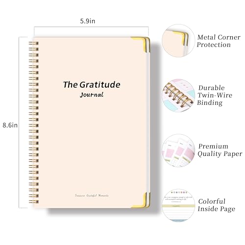 Kamoy The Gratitude Journal for Women＆Men - 5 Minute Daily Gratitude Practice with Inspiring Prompts & Quotes for More Happiness, Affirmation, Mindfulness＆Reflection, Positive Affirmation Mindfulness Gifts for Women - Beige - Image 2