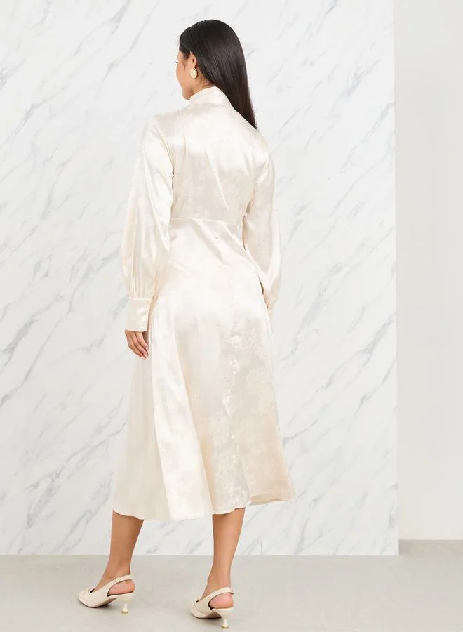Styli Satin Bow Midi Dress