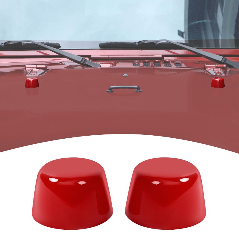 PDKLIN for Jeep JK Hood Rubber Bumper Stops Trim Cover for Jeep Wrangler JK JKU 20072017 Red Exterior Accessories 2pcs