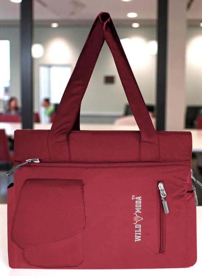 WILD MODA Women’s Stylish Multi-Purpose Tote Bag for Office, College & Travel (Maroon) - Image 3