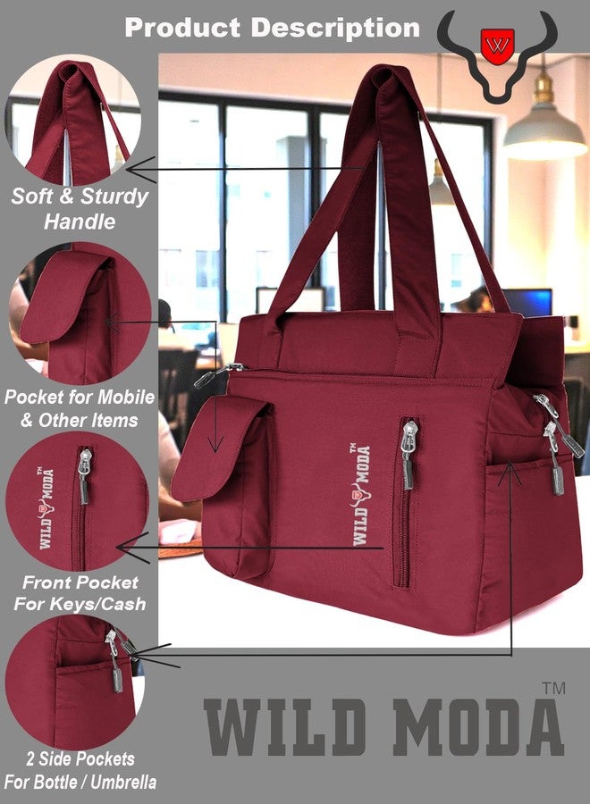 WILD MODA Women’s Stylish Multi-Purpose Tote Bag for Office, College & Travel (Maroon) - Image 5