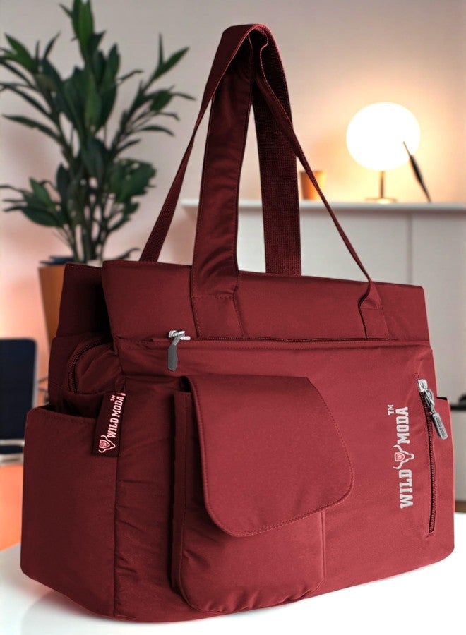 WILD MODA Women’s Stylish Multi-Purpose Tote Bag for Office, College & Travel (Maroon) - Image 2