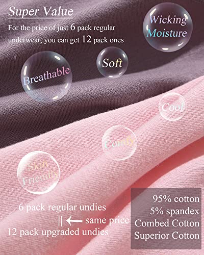 FINETOO 12 Pack Cotton Underwear for Women Cute Low Rise Bikini Panties High Cut Breathable Sexy Hipster Womens Cheeky S-XL - Image 4